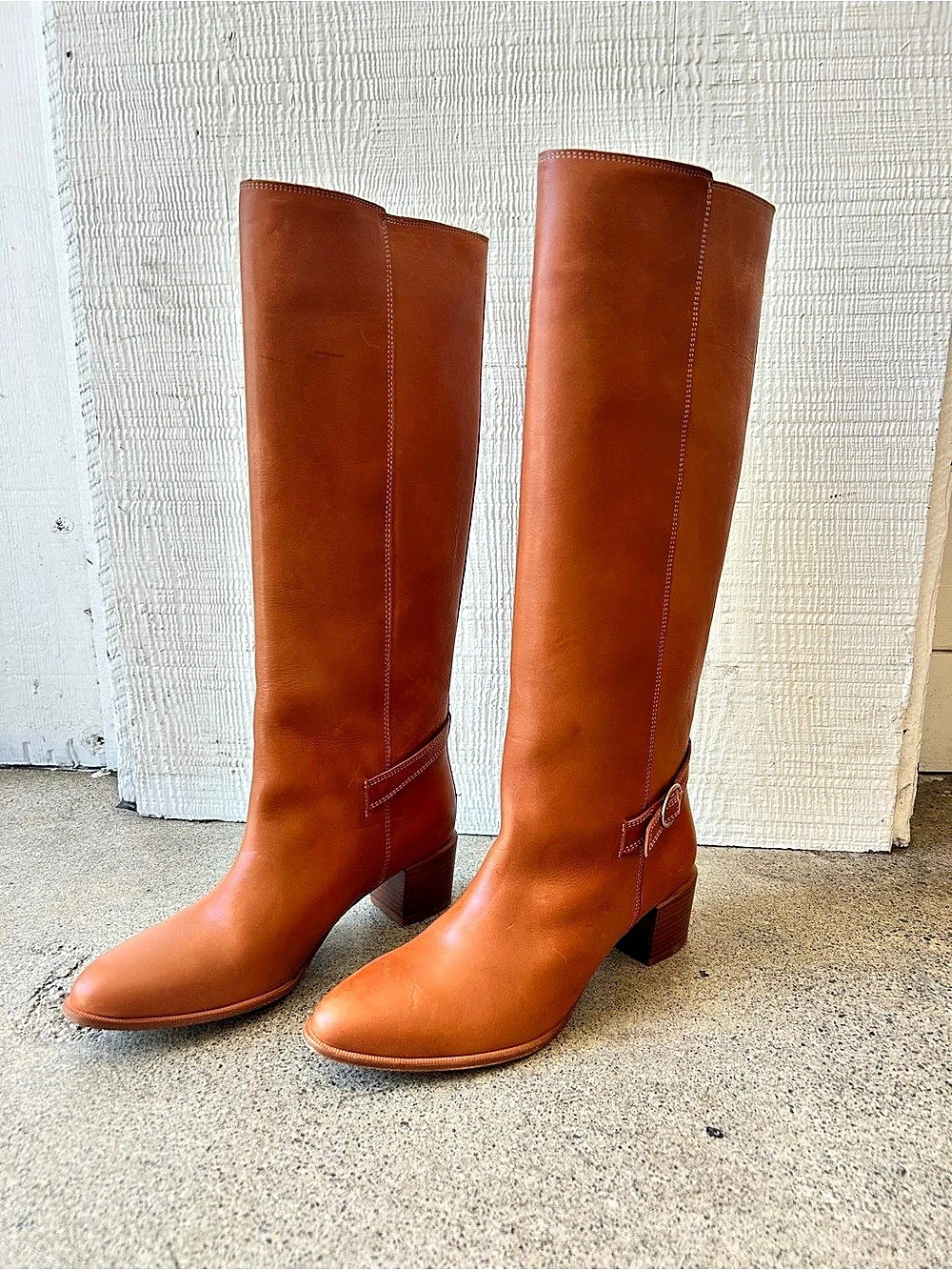 Vanessa Bruno Tall Leather-Look Heeled Boots Brown EU 39